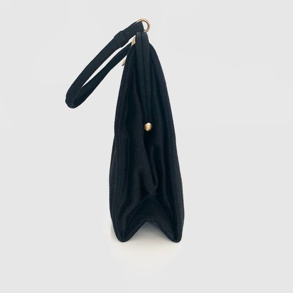 Vintage 50s Bags by Dorian Black Pleated Handbag - Picture 6 of 11